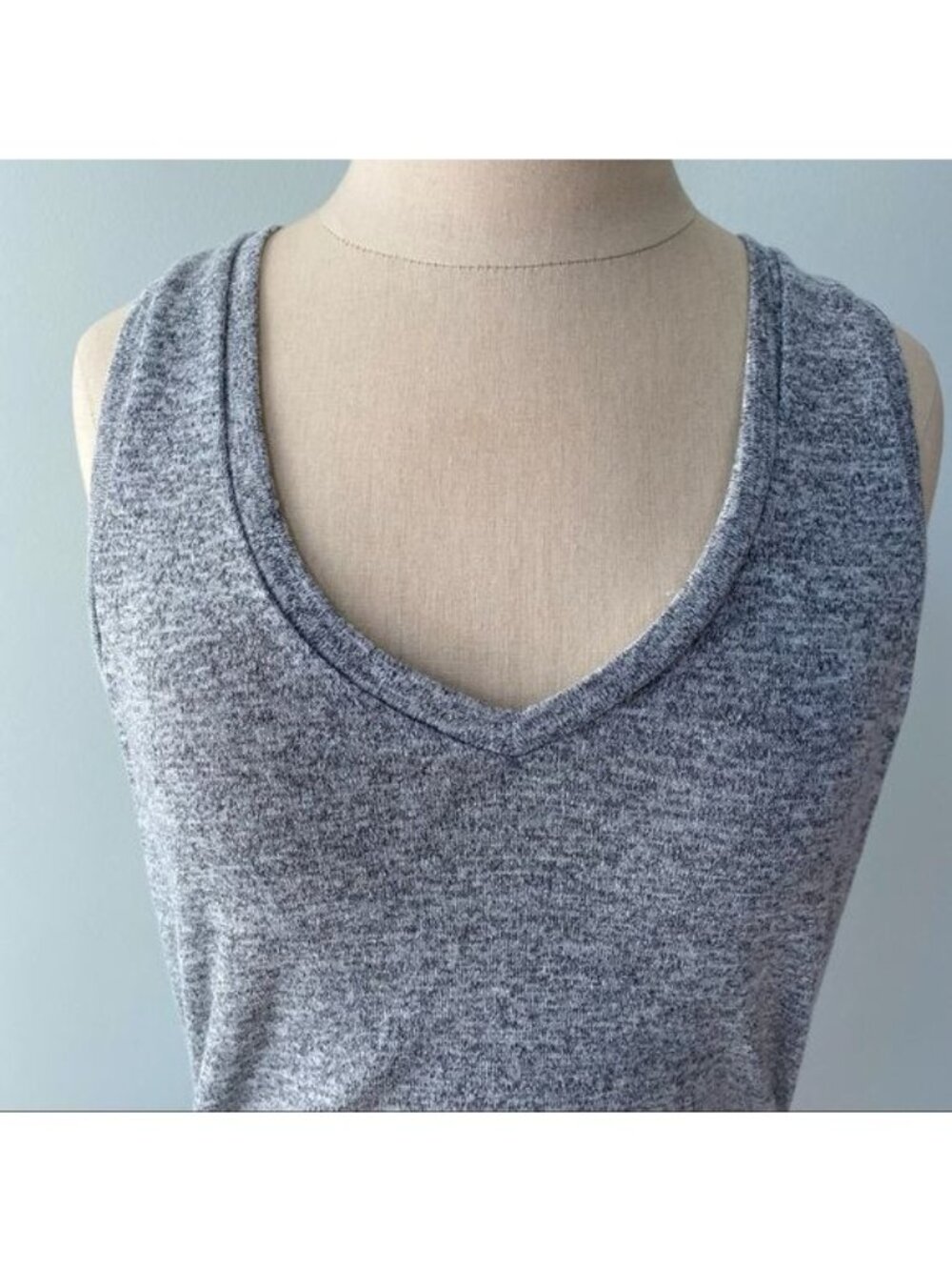 Express Fringe Ruched Racerback Heathered Gray Dress - Picture 3 of 12
